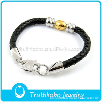 TKB-B5018 2014 Tendencias Pulseras Joyería Círculo PU Tejido de cuero Pulsera Hombres Joyería